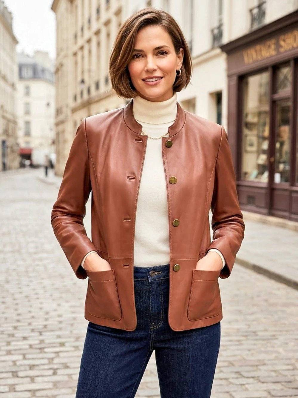 Talbots 100% Leather Jacket in Brown Size 12